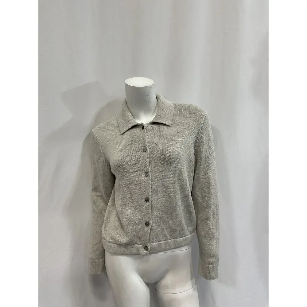 Theory Cotton-Cashmere Grey Cotton Cardigan Size S - Picture 2 of 5